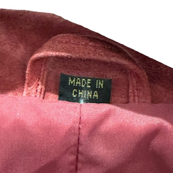 Vintage Komitor Jacket Womens 16 Red Suede Leather 1 Button Blazer Lined - Picture 4 of 12